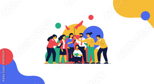 Diverse group of happy people.