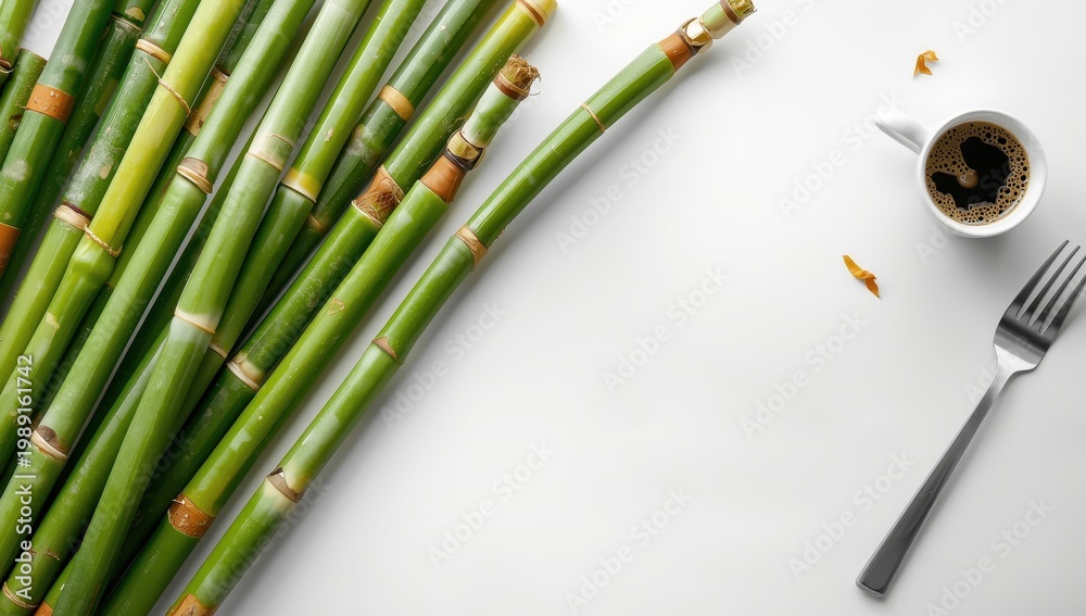 Obraz premium Cane sugar against a white backdrop.