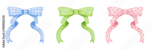 Watercolor Drawing of Colorful Whimsical Bows