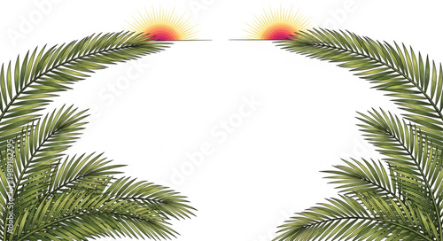 Two Green Pine Branches with Glowing Tips.