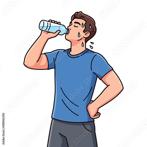 Man drinking water from bottle.