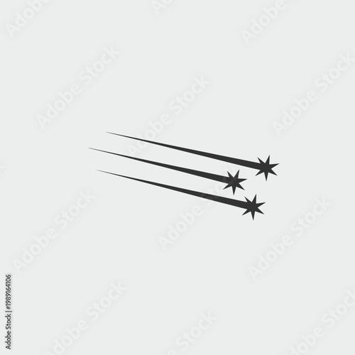 Three black stars with tails on a white background