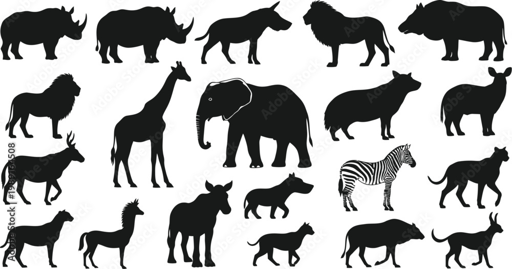Fototapeta premium A collection of animal silhouettes on a white background