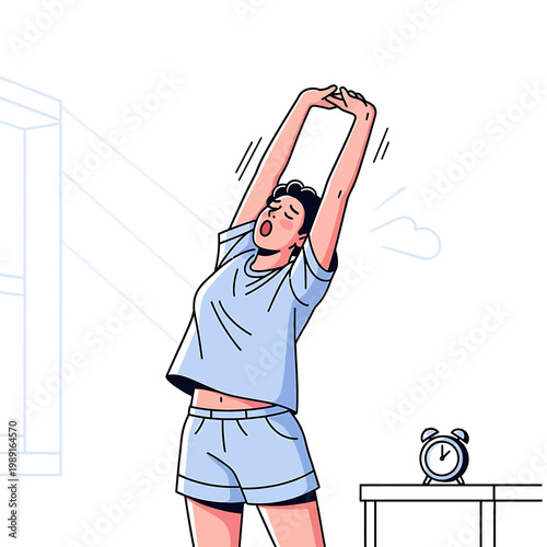 Woman stretching in the morning.