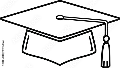 A graduation cap with a tassel on the right side