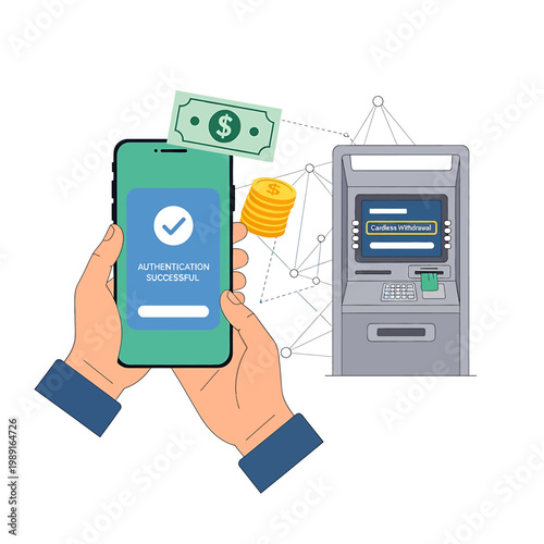 Hands holding smartphone with mobile payment.