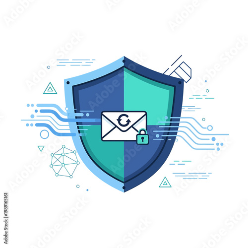 Shield with secure email icon.