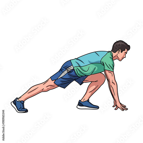 Man in push up position exercising.