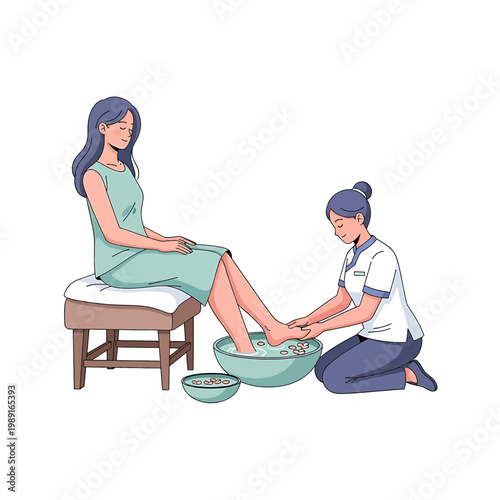 Woman getting pedicure at spa salon 1.