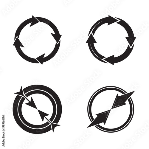 Circular arrows icons set with different designs and styles for recycling and process concepts  arrows in a circle