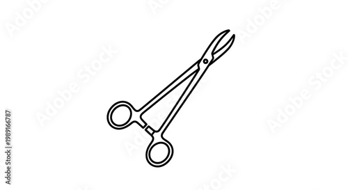 Surgical Hemostat Forceps Vector Illustration - Minimalist Artery Clamp Line Art Icon for Medical and Healthcare Design