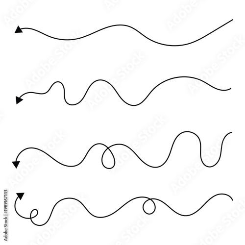 Wavy, waving, wave lines shape set of 3. Curvy, billowy, undulate lines . Vector Illustration . EPS 10 .
