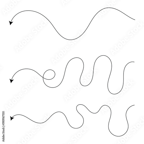Wavy, waving, wave lines shape set of 3. Curvy, billowy, undulate lines . Vector Illustration . EPS 10 .