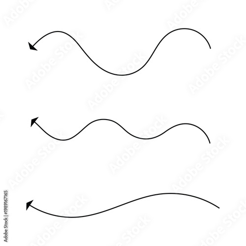 Wavy, waving, wave lines shape set of 3. Curvy, billowy, undulate lines . Vector Illustration . EPS 10 .