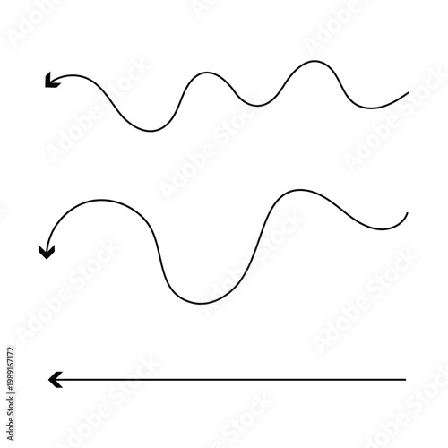 Wavy, waving, wave lines shape set of 3. Curvy, billowy, undulate lines . Vector Illustration . EPS 10 .