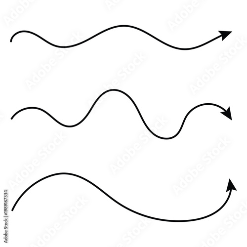 Wavy, waving, wave lines shape set of 3. Curvy, billowy, undulate lines . Vector Illustration . EPS 10 .