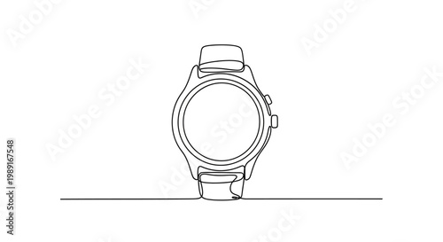 Minimalist smartwatch line art, modern technology, simple design, white background