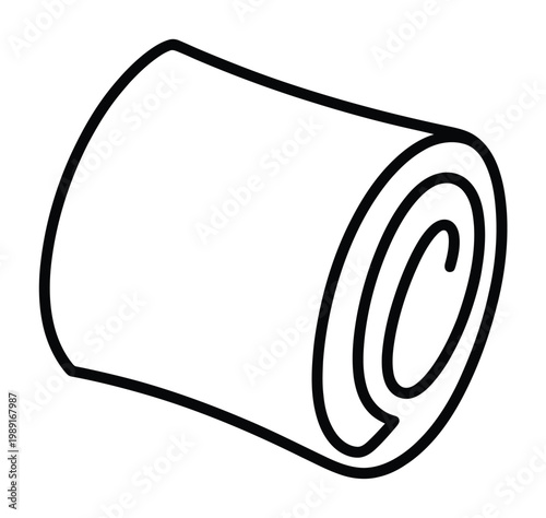 A black and white drawing of a roll of tape