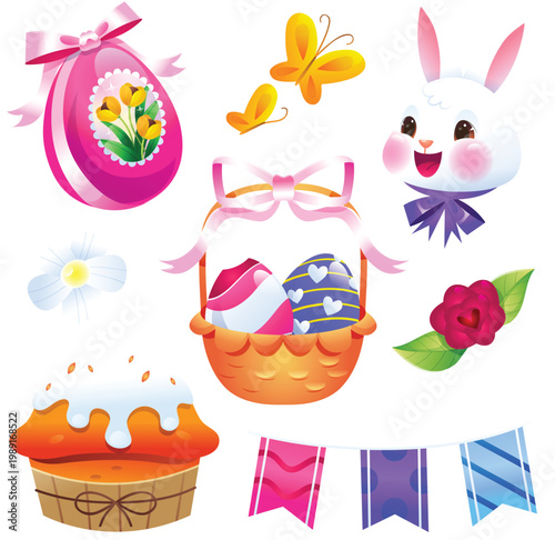 Romantic holiday sticker collection for scrapbooking and social media posts vector