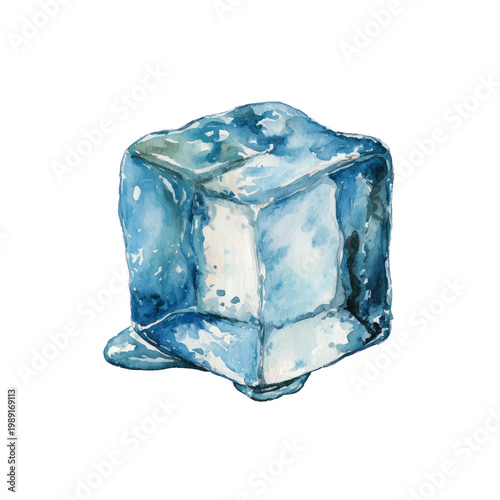 Melting Ice Cube Close Up.