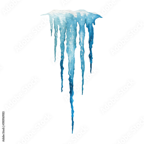 Closeup of a single icicle frozen.