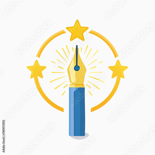 Award winning pen nib with stars.