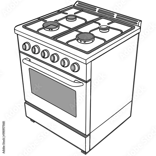 Four burner stove kitchen appliance oven cooktop