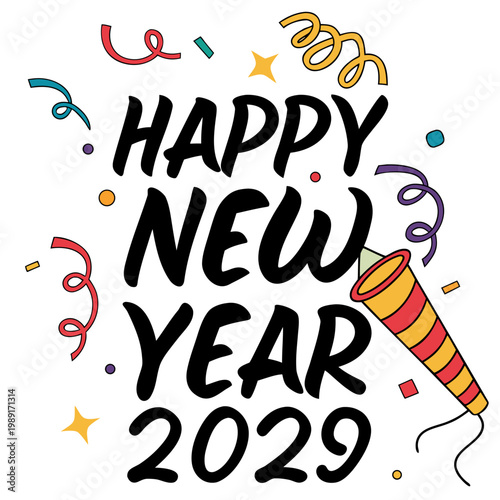 Colorful Happy New Year 2029 Party confetti