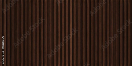 SEAMLESS background of warm dark brown wooden wall panel, natural wood paneling texture, decorative accent wall or acoustic panel design, repeating pattern. 
