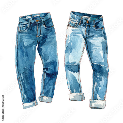 Two pairs of blue jeans.