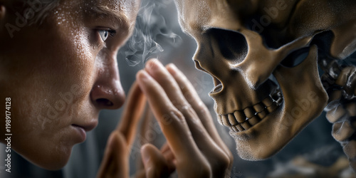 Clash of fiery passion and unwavering focus reveals delicate fragility inherent in human existence
