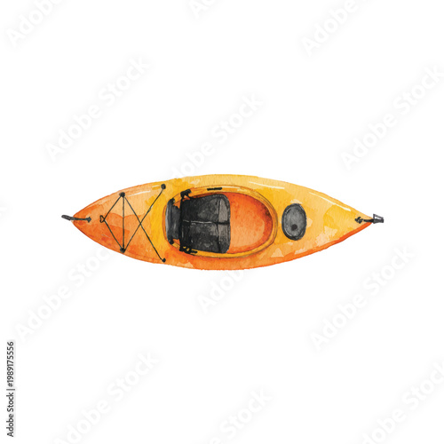 Vibrant orange kayak water sports vessel.