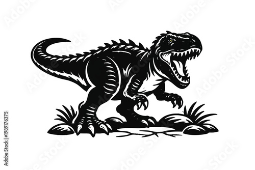 Roaring Tyrannosaurus Rex Dinosaur Vector Illustration