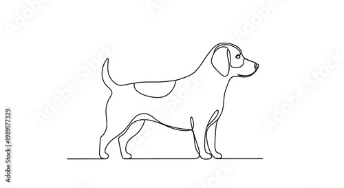 Minimalist Line Art Drawing of a Jack Russell Terrier Standing Profile View