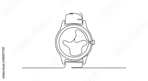 Minimalist Line Art Watch Design, Elegant Timepiece Illustration