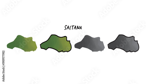 グラデーションカラーの埼玉県の地図の手書きベクターイラスト