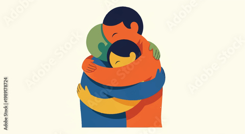 People embracing illustration colorful graphic design concept