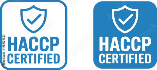 HACCP Certified Badge Icon Set for Food Safety and Quality Assurance in Blue Vector Design
