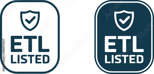 ETL Listed Certification Badge Icons for Electrical Safety Compliance and Product Approval