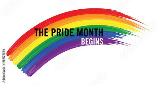 Rainbow Pride Flag Brush Strokes with Text 