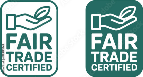 Fair Trade Certified Label Icon Set for Ethical Sustainable Organic Products and Packaging Design
