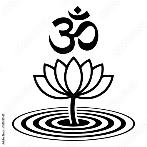 Om or Aum Indian sacred sound icon isolated on transparent background. Symbol of Buddhism and Hinduism religions. The symbol of the divine triad of Brahma, Vishnu and Shiva. Vector