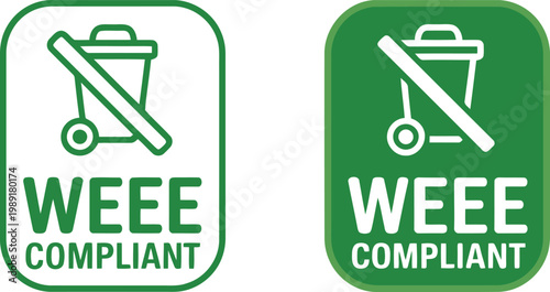 WEEE Compliant Symbol Vector Icons for Electronic Waste Recycling and Environmental Compliance