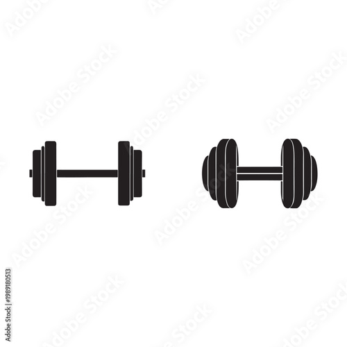 Silhouette of two dumbbells side by side for fitness and exercise  gym equipment