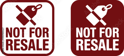Konstfotografi Not For Resale Label Icons – Red Square Warning Signs for Packaging and Product