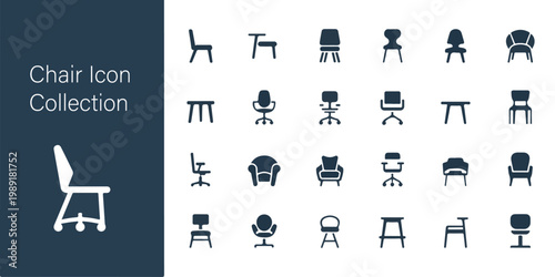 Chair icon collection set modern graphic design flat style clean minimal vector illustration office furniture.