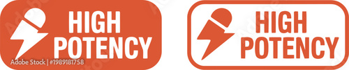 High Potency Label Icon Set in Bold Orange for Packaging, Warning, and Product Design
