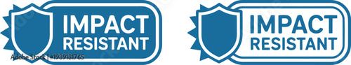 Blue Impact Resistant Badge Icons with Shield Symbol for Product Safety and Durability Labels