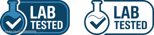 Lab Tested Badge Icons with Check Mark for Certified Laboratory Quality Assurance and Safety Labels