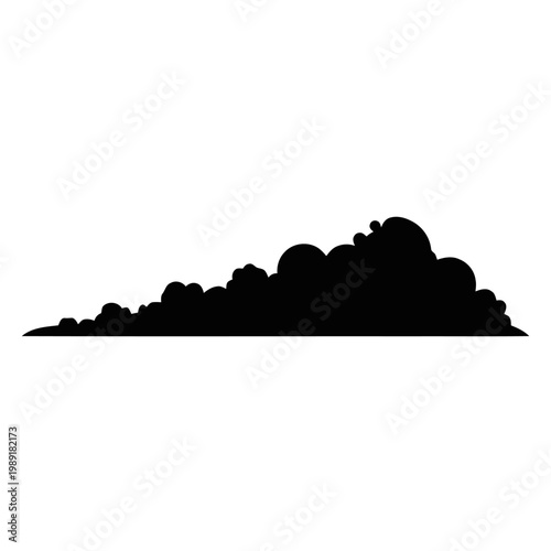 Cloud bank icon presents a dense black silhouette of a low-hanging weather formation resting on a horizontal axis.